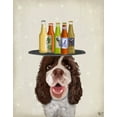 thumbnail image 2 of Fab Funky 26x32 White Modern Wood Framed Museum Art Print Titled - Springer Spaniel Brown White Beer Lover, 2 of 4