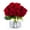Red, variant on Enova Home Silk Open Rose Flower Arrangement in Clear Glass Vase With Faux Water