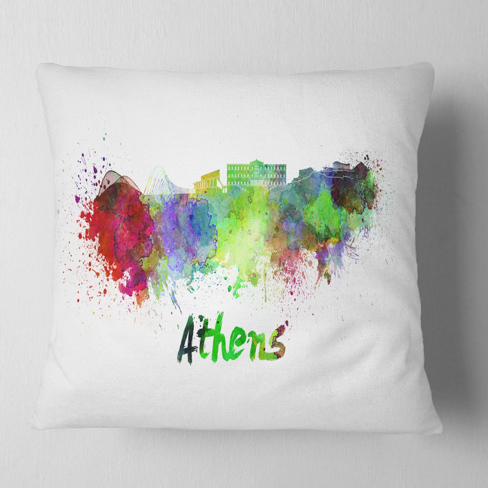 Designart Athens Skyline - Cityscape Throw Pillow - 16x16