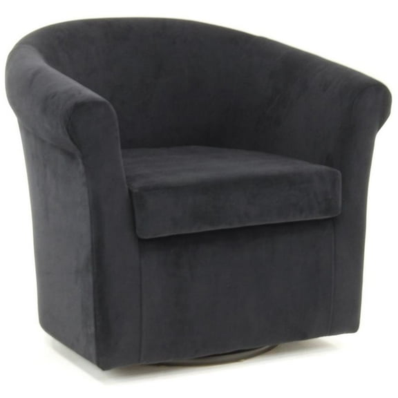 Fox Hill Trading Marlee 19"H Polyester Fabric Swivel Club Chair in Black
