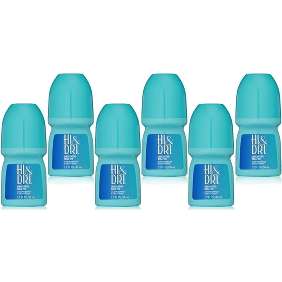 Hi & Dri Anti-Perspirant Deodorant Roll-On Unscented, 1.50 oz (Pack of 6)