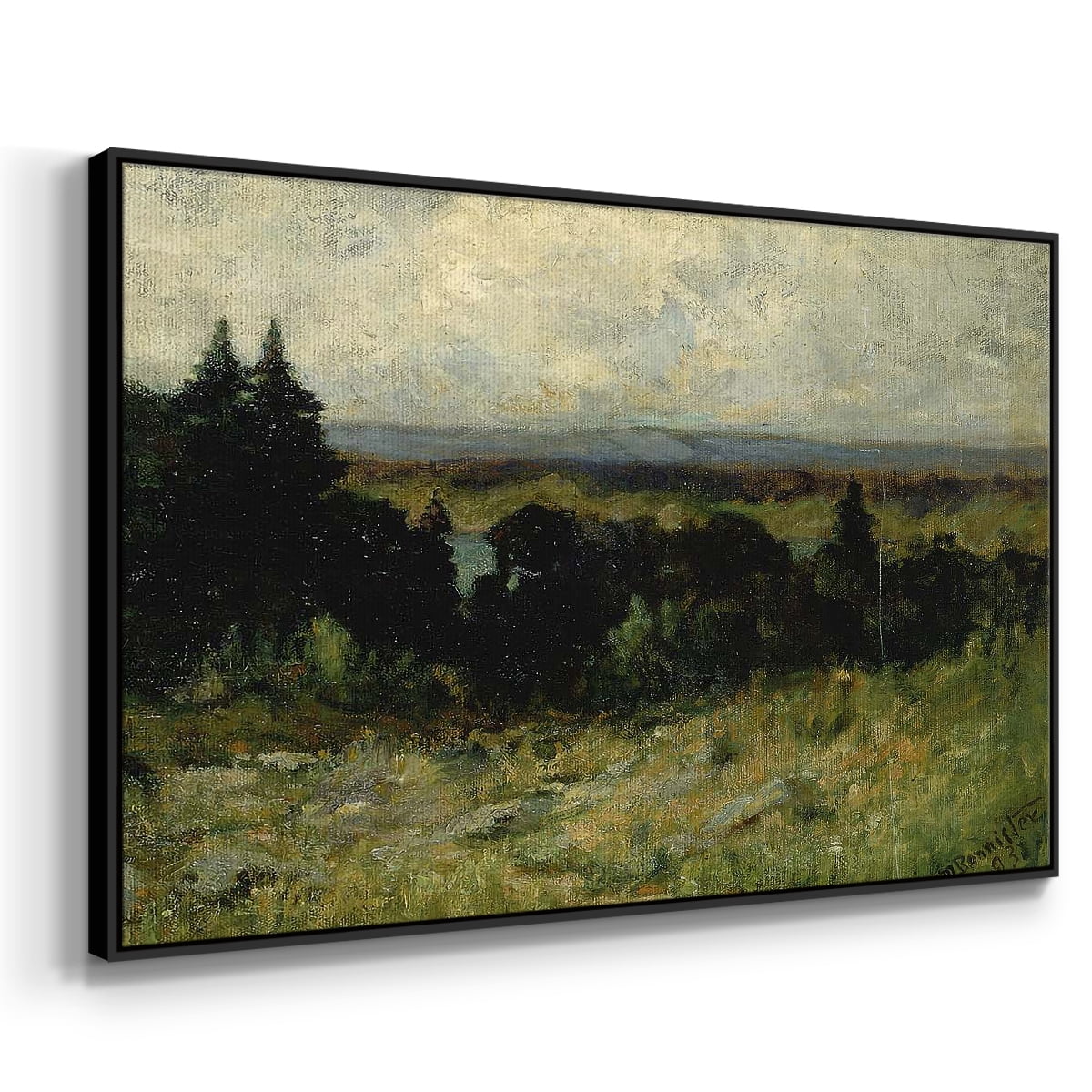 Vintage Landscape-MIII By Wexford Home Framed in Black Wood Gallery Wrapped Canvas 27 in. x 41 in.