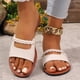 thumbnail image 5 of Zapatillas de Casa de las Mujeres Color Sólido Correa Nerviosa Contraste Footbed Diapositivas de Playa Planas, Zapatillas de Verano de las Mujeres para la Comodidad Interior Al Aire Libre, 5 of 9