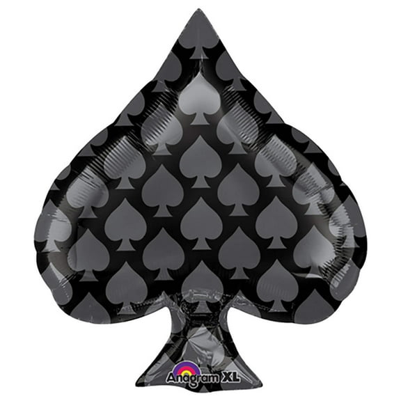 22 inch Black Spade Foil Mylar Balloon - Party Supplies Decorations