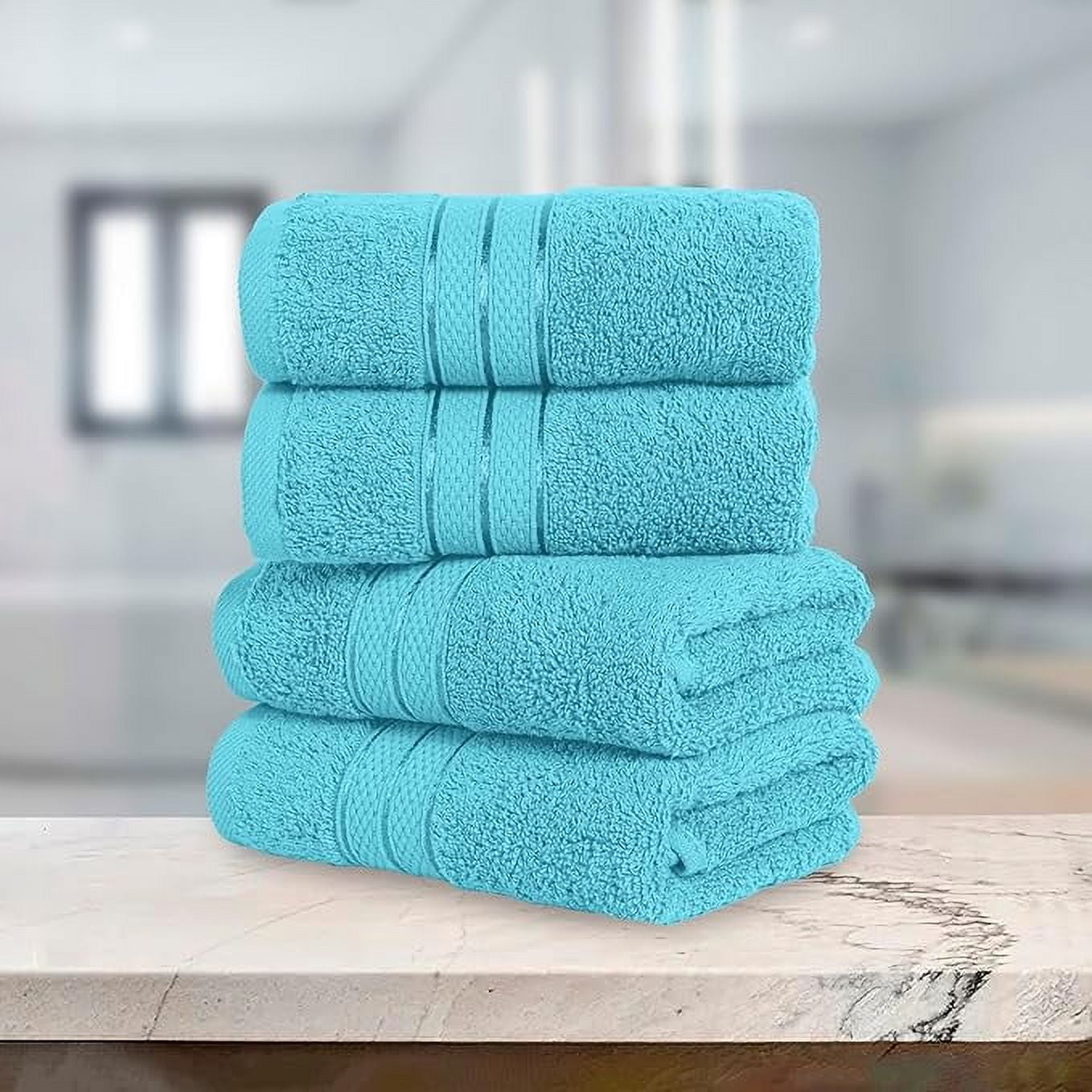 Elegant Comfort Turkish Cotton Hand Towel Set, 4-Pack, 16" x 28", Highly Absorbent - Soft Bathroom Towels, Aqua