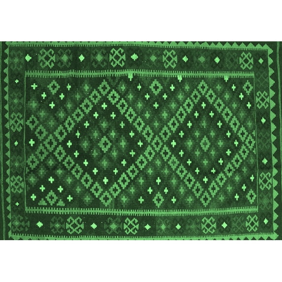 Ahgly Company Indoor Rectangle Southwestern Emerald Green Country Area Rugs, 6' x 9'