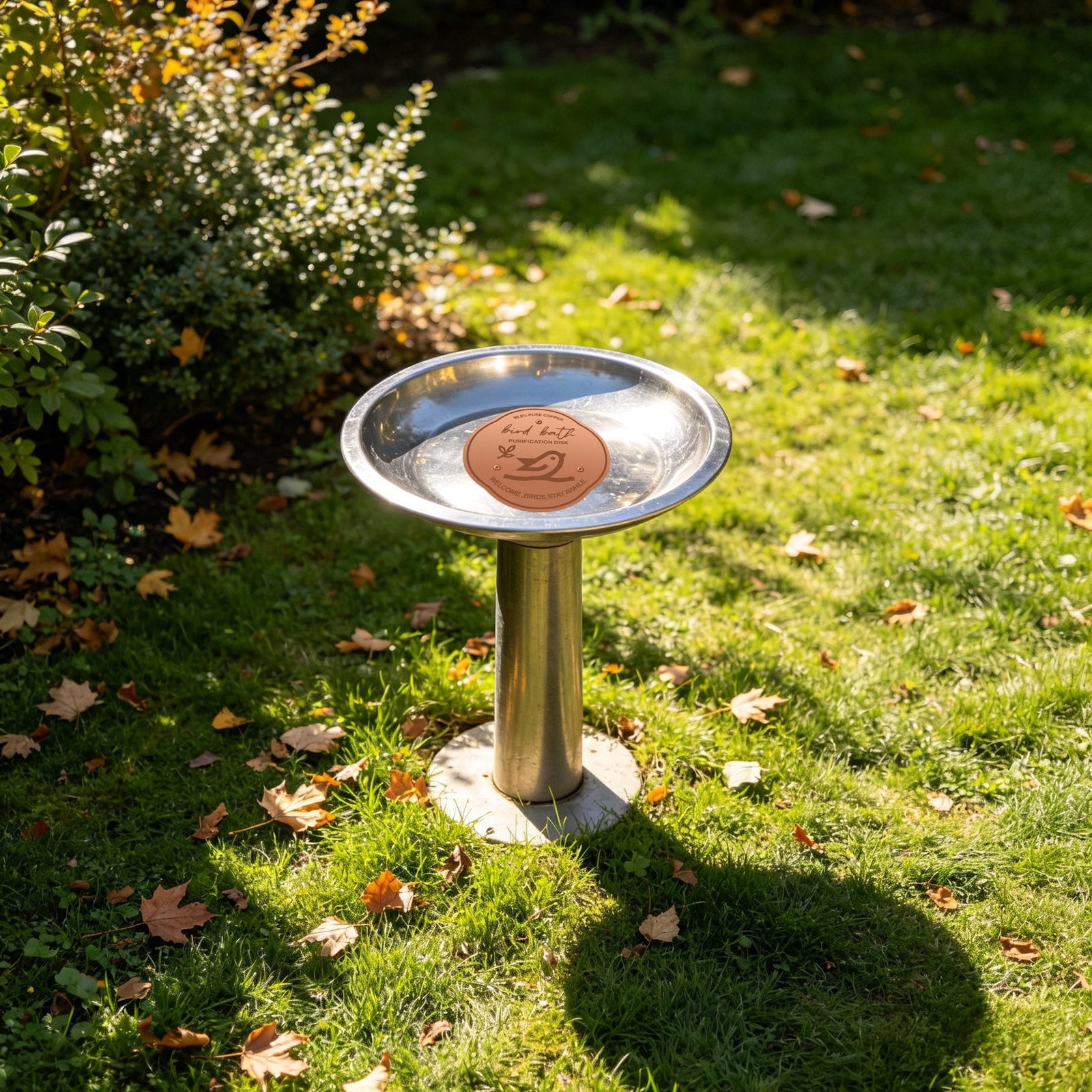 UJMNHYGT Bird Bath Copper Disk, Reinforced Pure Copper Disk for Physical Safe Clean Water All-Season, Universal Fit for Outdoor Birdbaths Bowl with Point Support Bird Bath Solar