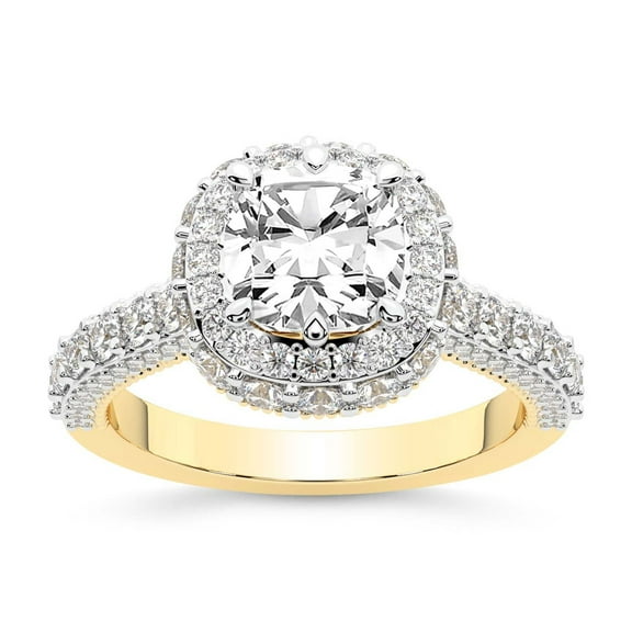 IGI Certified 4 Carat Cushion Shape Lab Grown Diamond Engagement Ring | 14K Yellow Gold | Luxoré Vintage Allure Diamond Ring | FG-VS1-VS2 Quality Friendly Diamonds