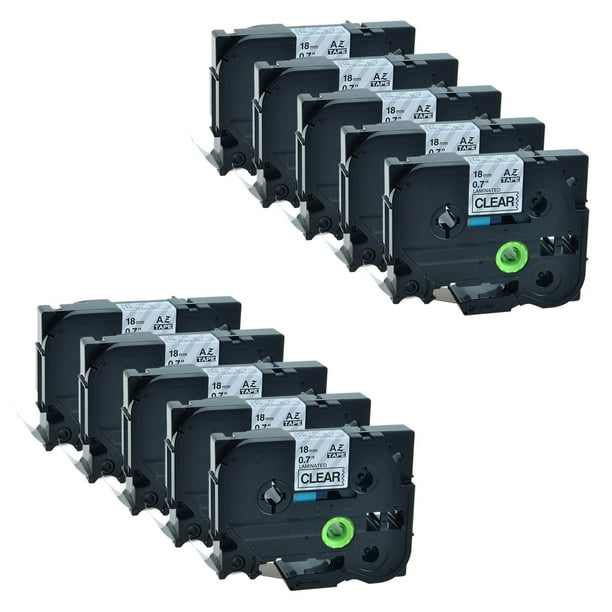 GREENCYCLE 10PK Black on Clear 18mm 8m TZ TZe TZe-141 TZ-141 TZe141 TZ141 Laminated Label Tape for Brother PT-1830 PT-1880 PT-1900 PT-2030 PT-2730 ...