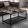 thumbnail image 4 of Table Basse Rectangulaire Rétro Yiwa, Table de Sofa à 2 Niveaux en Bois et Métal avec Surface Imperméable et Résistante à l'Usure et Tablette, 4 of 9