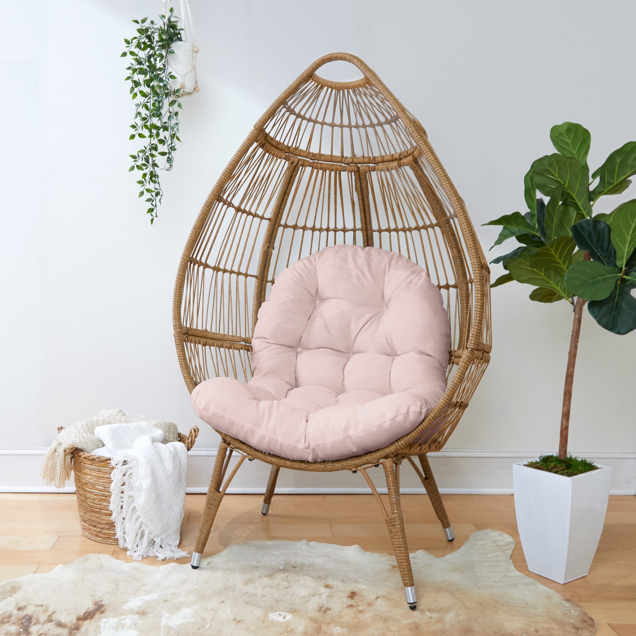 Sorra Home Indoor Blush Pink Egg Chair Cushion 44 in x 27 in x 4 in