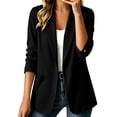 thumbnail image 2 of YgkuHd Spring Blazers for Women Lapel Button Down with Pockets Long Sleeve Cotton Linen Suit Jacket Relaxed Summer Casual Outfits,Black_XL, 2 of 5