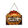 thumbnail image 2 of EUDIDV Scary Gate Sign Stairs Halloween Happy Hanging Signs Decorations, Leading To Ambient Light , Halloween Theme Wooden Door Hanging Decoration Halloween Gate Signage Decorative, 2 of 6