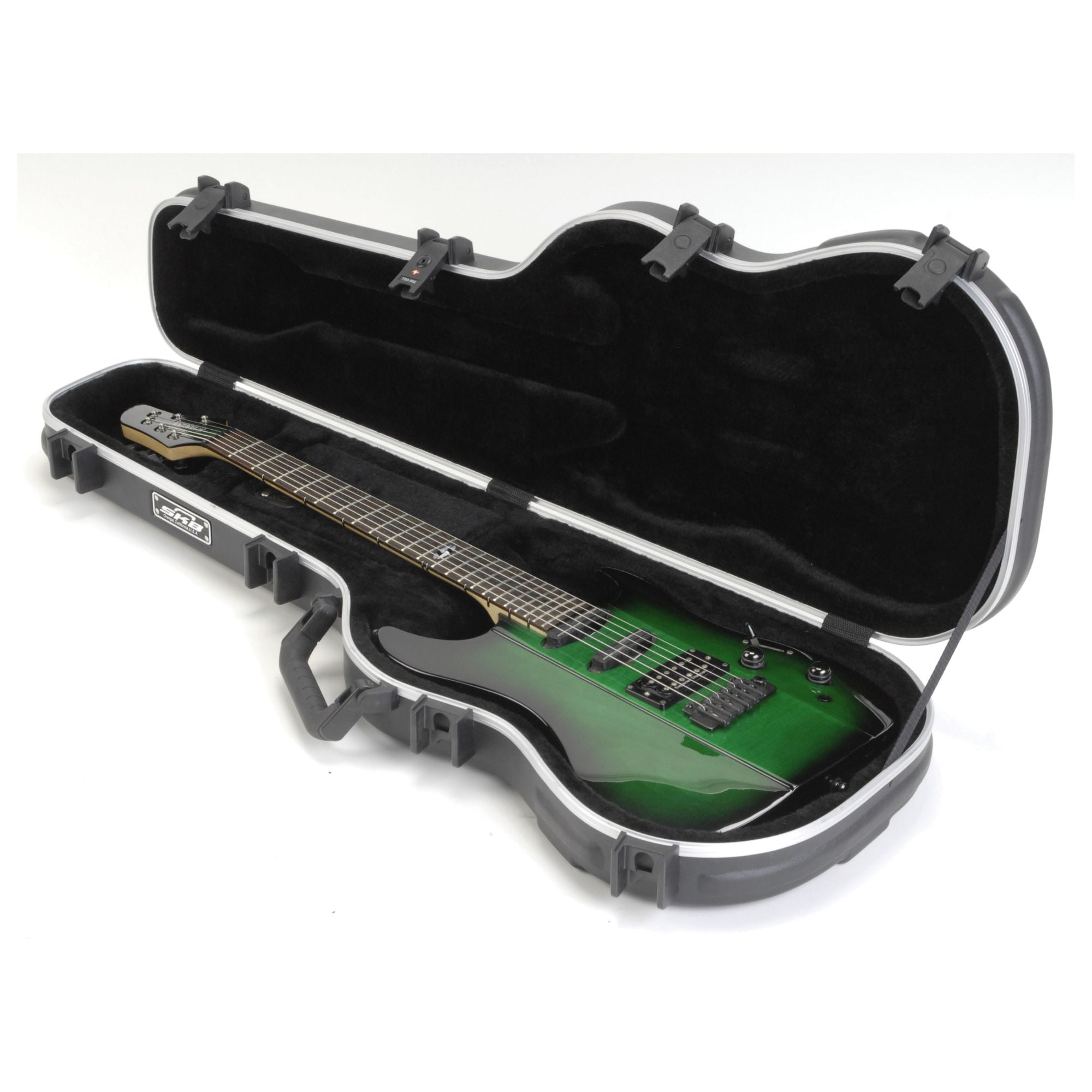 SKB Cases Shaped Standard Electric Guitar Hardshell Case with TSA Latch, Over-Molded Handle, and Oversized Compartment for Stratocaster and Telecaster Right-Handed Guitars