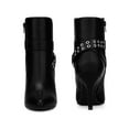 thumbnail image 2 of BLISSFUL STEP Women's Ankle Boots Stiletto Heel Pointed Toe Buckle Faux Leather Boots Black 5.5, 2 of 7