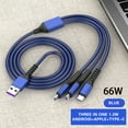thumbnail image 2 of TOPRenddon Super Fast Charging 3-in-1 Data Cable - Durable Nylon Braiding, 1.2m, Type-C, Micro USB, iOS Compatible, 2 of 4
