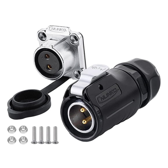 Conector impermeable CNLINKO Serie LP20 IP68 20A 500V de 2 pines