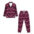 thumbnail image 4 of DISNIMO Womens Pajama Sets Bat Printed Long Sleeve Top with Long Pants 2 Piece Pjs Comfy Lounge Set V Neck Button Down Sleepwear, (Available in Plus Size), 4 of 6