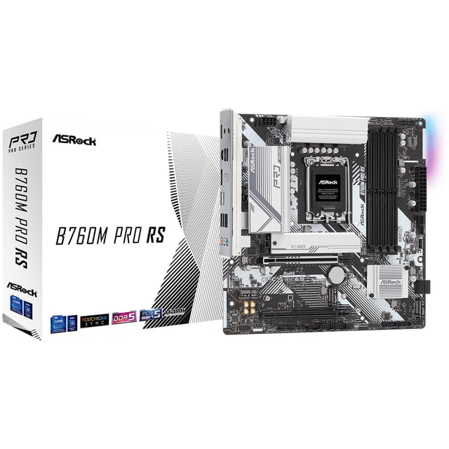 Tarjeta Madre ASROCK B760M Pro RS LGA1700 4x DDR5 M.2 PCIe 5.0 USB-C Micro ATX negro