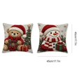 thumbnail image 3 of Christmas Pillow Covers 18x18 Set of 2, Rustic Santa SnowmanTeddy Bear Reindeer Winter Hoilday Decorative Throw Pillow Covers for Home Bedroom Living Room(B), 3 of 6