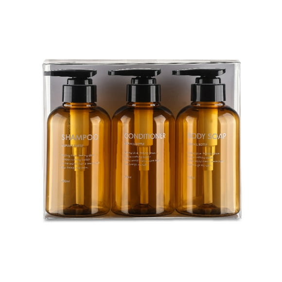 Botella de viaje mascota 300ml vacío recargable ducha gel dispensador amplio boca reutilizable cuerpo de lavado de cocina contenedor marrón paquete de 3 Eigraketly HA012723-01