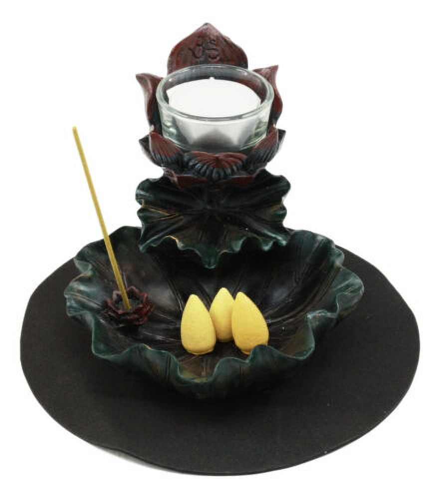 Ebros Zen Lotus Flower Incense Cone & Stick Burner Candle Holder Figurine