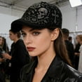thumbnail image 6 of YYDENG Gothic Embroidered Newsboy Cap Flat Brim Beret Hat Soft Polyester Unisex Ivy Cap Vintage Retro Flat Cap For Daily Streetwear Party Holiday Casual Wear, 6 of 6