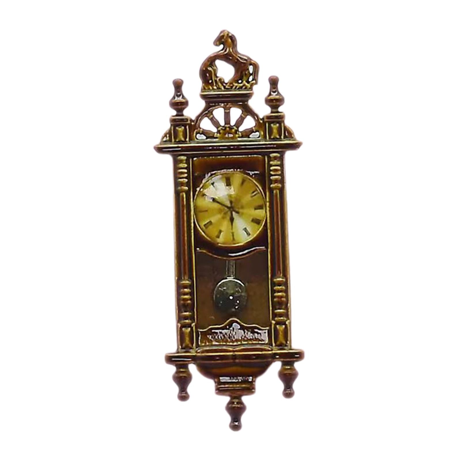Doll House Mini Vintage Wall Clock 1:12 Dollhouse Decor Life Scene Accessory 