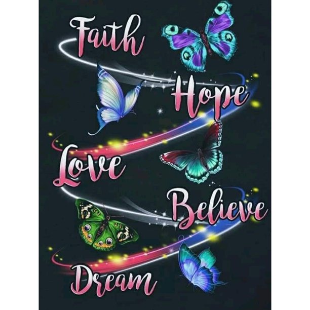 30x40cm Faith Hope 5D DIY Full Drill Round Painting Kit La Pared Del