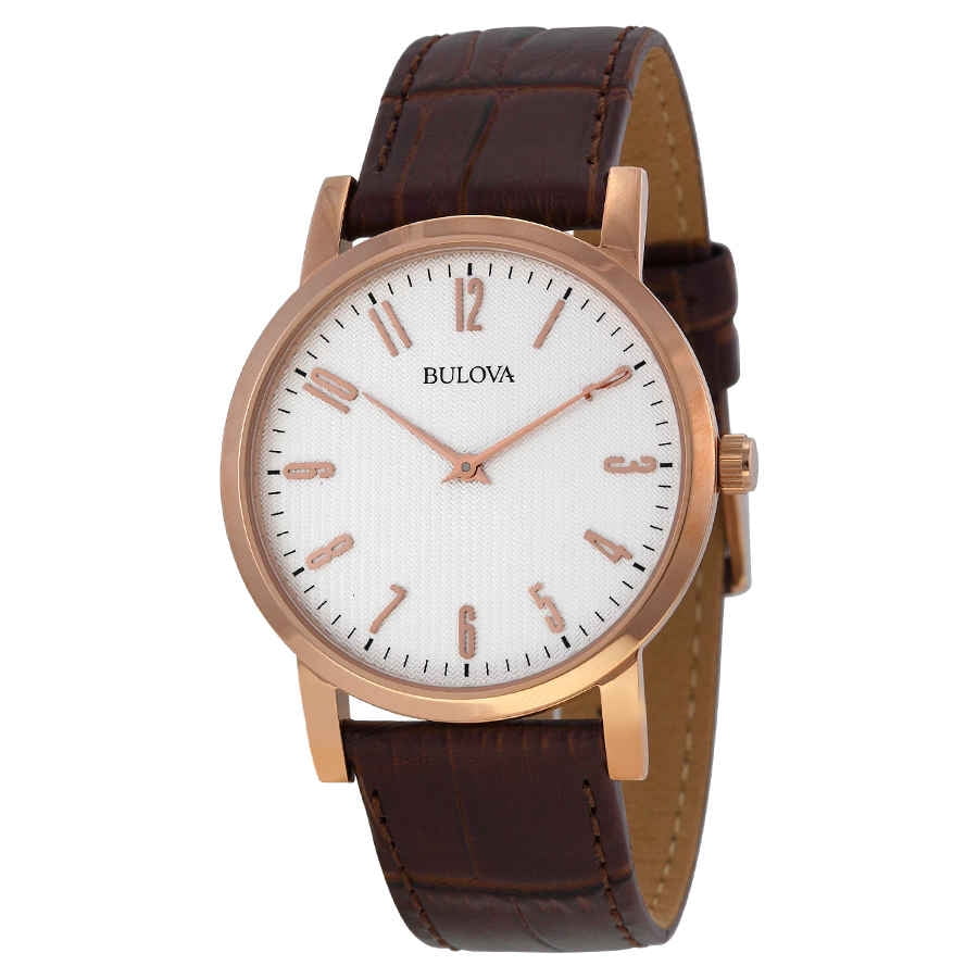 Bulova Men's Gold Finish Watch with Leather Strap 97A106