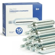 ICO 16g CO2 Cartridges Threaded for Use With CO2 Bike Pump for Tire Repair for Mountain & Road Bikes, Food Grade for Beer, 10 Pack
