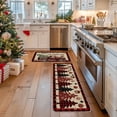 thumbnail image 2 of Sm:)e Red Black Plaid Truck Pine Tree Christmas Kitchen Rugs and Mats, 17x29Inch and 17x47 Inch, Non Slip Linen Mat Inside Washable for Porch Patio Hallway, 2 of 7