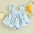 thumbnail image 2 of Bagilaanoe Newborn Baby Girl Summer Rompers Dress Floral Print Fly Sleeve Bodysuits 3M 6M 9M 12M Infant Patchwork A-line Dresses, 2 of 6
