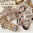 thumbnail image 2 of Calf Socks 5 Pairs for Women 5-10 Cute Crew Vintage Frilly Floral Blossom Design Casual Novelty Cotton Breathable, 2 of 7