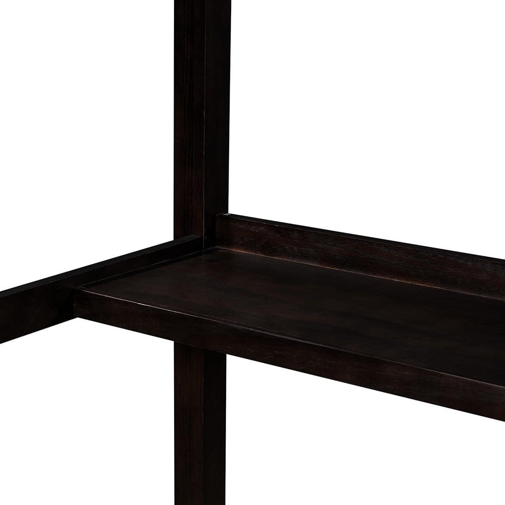 Lowestbest Twin Rubber Wood Loft Bed with Open Storage Shelves and Under-bed Desk, Espresso Lowestbest Twin Rubber Wood Loft Bed with Open Storage Shelves and Under-bed Desk, Espresso