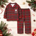 thumbnail image 4 of Pandaie Toddler Kids Plaid Outfit Santa Print Long Sleeve Pajamas 2 Piece Set Fall Winter Sleepwear Pjs Outfits Red,12-18 Months, 4 of 5
