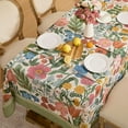 thumbnail image 2 of Spring Tablecloth Rectangle, Designer Pattern Vintage Linen Tablecloth with Flowers and Leaves, Floral Boho Farmhouse Table Cover Cloth Decorative for Kitchen Dining Room(60x84 Inch), 2 of 6