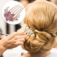 thumbnail image 3 of Unique Bargains Women Rhinestone Inlaid Flower Hair Comb Hairpin Hair Accessory Rhinestone Head Pieces Violets, 3 of 7