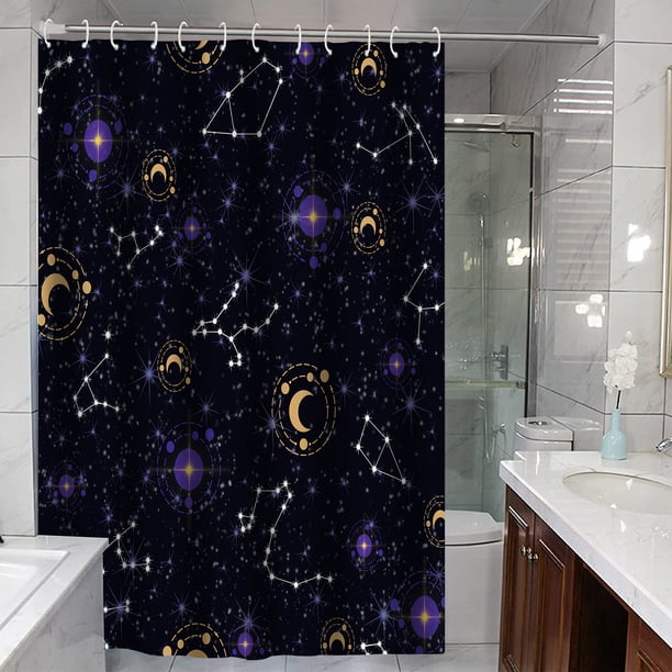 Cortina de ducha Zodiac and Moon de poliéster impermeable 180x180 cm