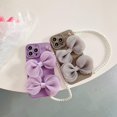 thumbnail image 3 of Compatible with iPhone 13 Pro Max Chain Case Cute Bow Bead Bracelet Strap Lanyard Wristband Charm Unique Design Fashion Luxurious Dream Protection Shockproof Cover for Girls Woman Purple, 3 of 5