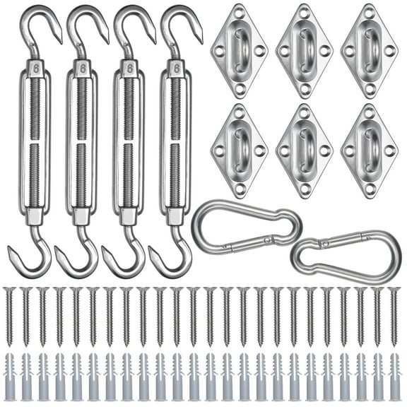 Yescom Triangle Sun Shade Sail Hardware Kit 6" 304 Anti-Rust Stainless Steel M6 Accessory for Outdoor Cover Canopy