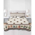 thumbnail image 2 of Quilts King Size Bedding Set, Farmhouse Country Lightweight Quilted Comforter, Vintage Rustic Cabins Stars Tree on Linen Soft Bedspread Coverlet with Pillow Covers for All Season, 96" x 106", 2 of 7