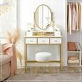 thumbnail image 2 of Vanity Stool, White Vanity Stools for  Room, Round Ottoman Foot Stool,  Footrest Vanity Chair for Bathroom Vanity, ,  Room, Entryway, Offices, 2 of 7