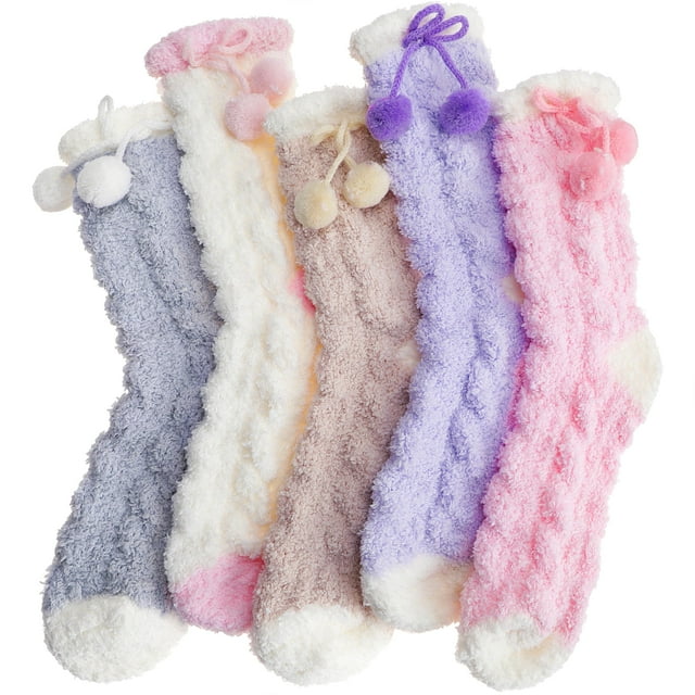 Calcetines EBMORE Fuzzy Fluffy de forro polar para invierno para mujer, 6 pares