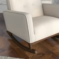 thumbnail image 3 of Dalston Mid-Century Modern Tight Back Linen Fabric Rocking Chair in Cream, 3 of 6
