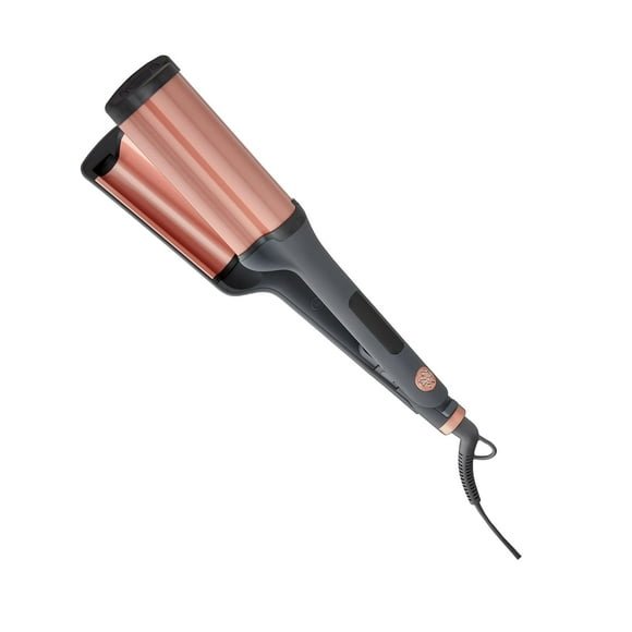 Hairitage 3 Barrel Curling Iron for Beach Waves and Curls - Ceramic Tourmaline Crimping Iron - Hair Waver for Mermaid Waves - Pink Barrel Curling Iron - Reduce Frizz + I