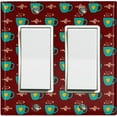 thumbnail image 1 of Metal Light Switch Wall Plate Outlet Cover (Coffee Espresso Mocha Cup Orange Heart Brown - Double Rocker), 1 of 2