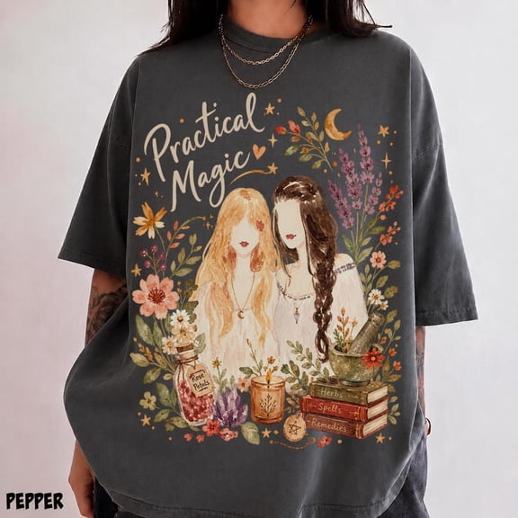 Watercolor Witch Sisters Witchcore Halloween Graphic T-Shirt