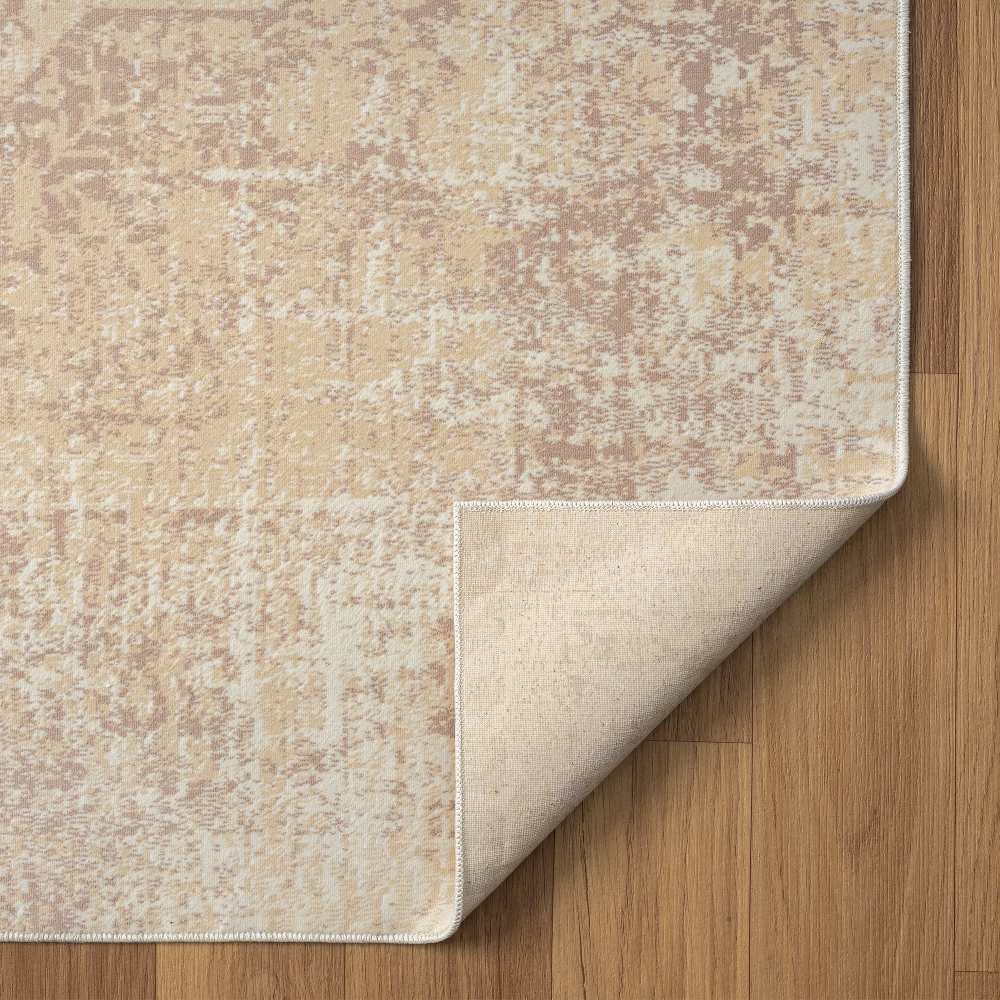 LR Home Brooke 7'10" x 9'10" Beige Medallion Waterproof Non-Slip Machine Washable Indoor Area Rug