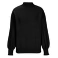 thumbnail image 4 of Womens Knitted Mock Neck Sweater Lantern Long Sleeve Plain Pullover Tops for Fall Winter Casual Clothes Loose Fit (Medium, Black), 4 of 6